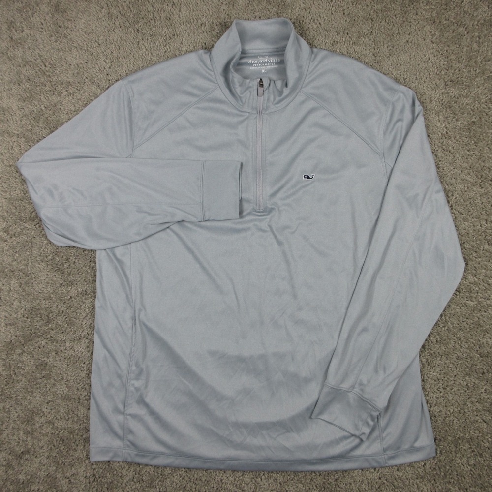 Vineyard Vines Sweater Mens XL Gray Solid Performance Golf 1/4 Zip Lightweight